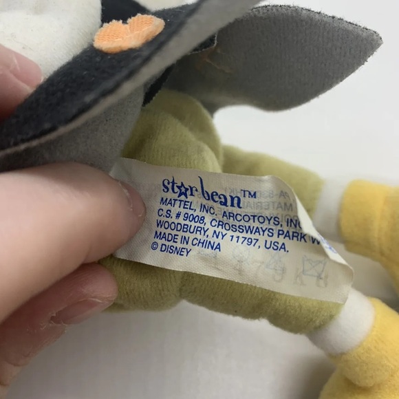 Vintage Mattel by Star Bean Disney Pinocchio Jiminy Cricket Plush Soft Toy - Picture 13 of 13